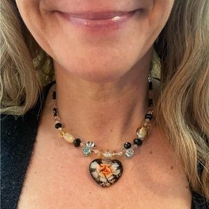 COLOURFUL BEADED HEART NECKLACE ❤️